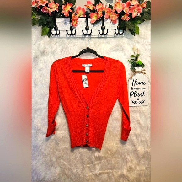 Say What? Button Up Cardigan w/ 3/4 Length Sleeves - Picture 1 of 4